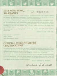 Rolex Ref. 572.03.36 Certificate 1980s