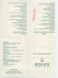 Rolex Ref. 572.03.32  Certificate 1980s