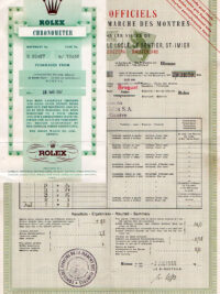 Rolex Certificate 1955 1950s